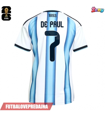 Lacne Ženy Futbalové dres Argentína Rodrigo De Paul #7 MS 2026 Krátky Rukáv - Domáci